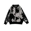 Suéter Tricô Jacquard Colorido Contrastante Novo Personalizado 2025 Ebay Estilo Gótico Hip-Hop Solto Gola Redonda Pulôver