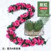Cesta colgante de flores artificiales de plástico con forma de rosa de ratán y hojas de ratán para interiores, techo suave, decoración de tuberías de agua, refugio