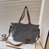 Bolso de lona de pana para mujer, bolso de hombro de gran capacidad, bolso informal para estudiantes universitarios, bolso de mano sencillo.