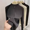 Suéter de Tricô Gola Alta Vermelho Ankora para Mulheres, Camada Interna Outono e Inverno, Suéter de Gola Média, Elegante Top Vinho