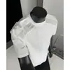 Camiseta masculina de manga curta respirável com proteção solar de secagem rápida para o verão, top t-shirt de manga curta com painéis de malha e toque gelado de seda de gelo para o verão
