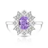 Anel de Pedra Preciosa Colorida Corte Flor de Gelo Ovo de Pombo para Mulheres, Venda Quente no TikTok, Anel de Diamante de Carbono Alto Super Brilhante para Transmissão ao Vivo e Dropshipping