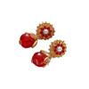 Pendientes estilo palacio francés para mujer, diseño de nicho de alta gama, pendientes de flor de perla, elegantes pendientes de metal.