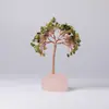 Adorno de árbol de cristal natural, estilo europeo y americano, hecho de piedra triturada y tejido con alambre de cobre, piedra en bruto de cristal rosa, árbol de la vida, árbol de la fortuna de cristal