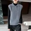 Colete de suéter gola polo estilo coreano 100% lã pura, colete de tricô, top sem mangas para sobrepor para mulheres