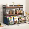 Estante organizador de escritorio multifuncional, portabocadillos y vasos de varios niveles, organizador de encimera para sala de estar para bolsitas de té, granos de café y bocadillos