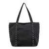 Bolso de mano de mezclilla de gran capacidad estilo coreano retro para ir al trabajo, moderno, elegante, simple, casual, de alta gama, de un solo hombro