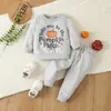 Disfraz de Halloween para Bebé y Niño Pequeño Estampado de Calabaza Manga Larga Pantalones Deportivos con Cintura Elástica y Puños Ropa de Niños En Stock Conjunto de Dos Piezas