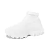 Outono e inverno novas meias plataforma sapatos voando tecido botas esportivas botas femininas plus size slip-on meias sapatos cor sólida sapatos casuais