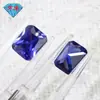 Huagang Gems Cabujón Rectangular de Lados Cortos con un Solo Agujero en el Centro, Circonita de Tanzanita Piedra Suelta, Gema Sintética Octagonal Pequeña