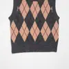 Exportación Transfronteriza Ropa de Mujer Otoño e Invierno 2025 Estilo Europeo y Americano Cuello Redondo Sin Mangas Patrón de Rombo Estilo Chaleco Prendas de Punto para Mujer