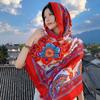 Lenço Xale de Verão Estilo Étnico Yunnan Protetor Solar Filtro Solar Lenço de Viagem para Praia Lenço de Seda Xale Respirável