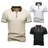 2026 Verão Transfronteiriço Novo Camisa Polo Masculina Zíper Bloco de Cores Gola Lapela Manga Curta, Tamanho Grande Moda Casual Esportiva Masculina