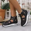 Nuevas Sandalias de Cuña Transfronterizas de Verano con Punta Cerrada, Caladas y Transpirables, Zapatos de Velcro con Plataforma de Suela Gruesa para Mujer de Talla Grande