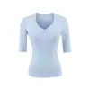 Venta al por mayor de ropa de mujer transfronteriza, estilo europeo y americano, nueva moda primavera 2026, versátil, multicolor, cuello en V, cómoda, manga media, camiseta top