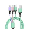Cabo de Carregamento Um para Três 3A Silicone Líquido Tipo-C Compatível com Apple, Android, Huawei Cabo de Dados de Carregamento Rápido Três em Um