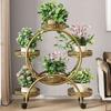 Estante para Flores Sala de Estar de Piso Removible con Ruedas Estante para Macetas de Pothos Hierro Multicapa Balcón Estante para Flores Hogar de Piso