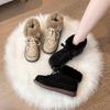 2022 Nova Moda Nordeste Quentes Sapatos de Algodão Femininos Inverno Veludo Espessado Redondo Cadarço Neve Antiderrapante Solado Grosso Botas Curtas