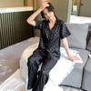 Pijama de Seda de Hielo para Mujer Primavera y Verano Sexy Manga Corta Pantalón Conjunto de Dos Piezas Celebridad de Internet 2025 Estilo Caliente Talla Grande Ropa de Casa