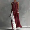 2026 Novo Site Independente Transfronteiriço Verão Europeu e Americano Feminino Sem Mangas Solto Bolso Bloqueio de Cor Casual Vestido Regata