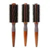Peine de cerdas de madera Hemuk para mujeres, para alisar el cabello, crear volumen, peine de rodillo con anillo de goma antideslizante, peine de madera maciza para rizar