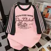Camiseta Tendência Estilo Coreano com Três Listras e Estampa de Letras, Manga Curta, Novo Modelo de Verão, Top Fashion Versátil Vintage
