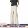 Pantalones casuales para hombre, fluidos, ligero acampanado de 26 mm, ligeros, frescos, estilo imitación, verano, transpirables, pantalones largos de pierna ancha de lino