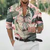 Nueva Camisa de Manga Larga para Hombre con Estampado Floral 3D Camisa de Explosiones Holgada Casual Versátil Camisa con Cuello