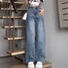 Jeans de pierna ancha para mujer Primavera y Otoño 2023 nuevos pequeños sueltos con caída tipo mopa cintura alta rectos otoño
