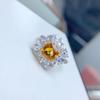 Anillo de Nuevo Estilo con Incrustación de Plata 925, Topacio Citrino Amarillo Natural, Anillo Cuadrado Ajustable de Lujo para Mujer, Joyería de Piedras Preciosas de Colores