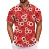 Camisa Floral Tendência Estilo Havaiano Manga Curta Masculina Verão Estampada Lapela Camisa Masculina Praia Casual Estampa Completa
