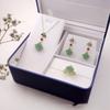 Conjunto de tres piezas con incrustaciones de oro y jade natural de Xinjiang, colgante de jade Dongling, pendientes, conjunto de jade esmaltado con método antiguo