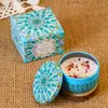 Vela perfumada de porcelana azul y blanca en lata estilo étnico con flores secas, fragancia de cera de soja para el hogar y el dormitorio, adecuada como regalo