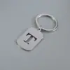 Venta Caliente de Productos Nuevos Transfronterizos 26 Letras Inglesas Huecas de Acero de Titanio Sin Decoloración Accesorios de Joyería Llavero 26 Letras