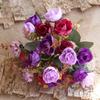 7 Ramas, 21 Cabezas, 6 Colores, Ramo Pequeño de Rosas de Diamante, Decoración para Sala de Estar del Hogar, Arreglo en Jarrón, Flores Artificiales, Plantas Verdes, Flores Falsas