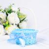 Cesta de Flores Tejida a Mano de Ratán Sintético Redonda Casual, Cesta Tejida a Mano, Cesta para Arreglos Florales, Cesta Decorativa de Almacenamiento