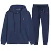 Sudadera Cardigan Bordada Rl Pony de Primavera y Otoño Transfronteriza para Hombres y Mujeres Cardigan con Cremallera Traje Chaqueta con Capucha + Pantalones