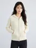 Cárdigan de punto blanco con capucha y cremallera, estilo dulce, manga larga, para mujer, temporada de otoño e invierno, tacto suave, capa exterior suave, suéter cárdigan