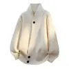 Suéter Cárdigan Irregular de Cuello en V Nuevo Otoño e Invierno Moda Juvenil Tendencia Chaqueta de Punto Holgada Casual
