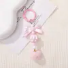 Nuevo colgante de lazo con pompón y cuentas, accesorio DIY para llaveros, charm de bolso hecho a mano lindo y adorable