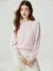 Suéter 100% cachemira pura para mujer, de doble capa, cuello redondo, capa interior cálida, casual y moderno, agradable para la piel y adecuado como capa base o prenda de punto.
