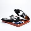 Sapatos Sociais Masculinos de Couro, Sapatos Brogue Derby de Couro Genuíno, Color Block, Bico Redondo, Cadarço, Estilo Masculino, Transfronteiriço, Tamanho Grande