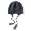 Chapéu de tricô de cashmere para outono e inverno para mulheres, quente e à prova de frio, protege as orelhas, chapéu de lã estiloso, chapéu para ciclismo ao ar livre, touca, chapéu para clima frio