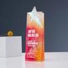 Trofeo de Cristal de Estrella de Cinco Puntas Creativo y Colorido con Grabado e Impresión a Color de Premios Reunión Anual de Honor Temporada de Graduación