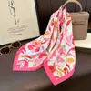 Bufanda de Seda Estampado Floral Nueva Primavera y Otoño 2026, Seda Sintética, Tacto de Lujo de Gama Alta, Pañuelo Cuadrado Pequeño para Mujer, Bufanda Decorativa Versátil para el Cuello