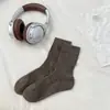 Calcetines de mujer de principios de otoño, calcetines huecos de malla hasta la pantorrilla, calcetines apilables sin costuras de color liso estilo coreano, simples, resistentes al olor, transpirables
