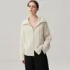 Cárdigan de cachemira 2026 otoño e invierno nuevo para mujer con solapa, camisa básica, abrigo elegante de punto grueso con doble cremallera