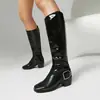 Botas de Tacón Grueso Nuevas Otoño e Invierno Flecha 40-43 Tallas Grandes Botas de Jinete Calzado para Mujer