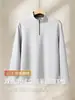 Camiseta de Manga Larga con Media Cremallera y Cepillado por Ambos Lados para Hombre, Primavera y Otoño, Fibra de Terciopelo Cálido Ultrafina, Camiseta Interior Laminada sin Costuras para Hombre