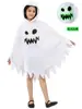 Capa de Fantasma Brilhante Branca Cruzada Halloween Fantasia Infantil Xale de Careta Brilhante Fantasia de Festa